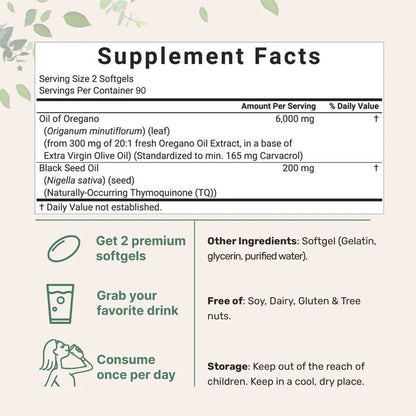 Oregano Oil and Black Seed Oil Supplement