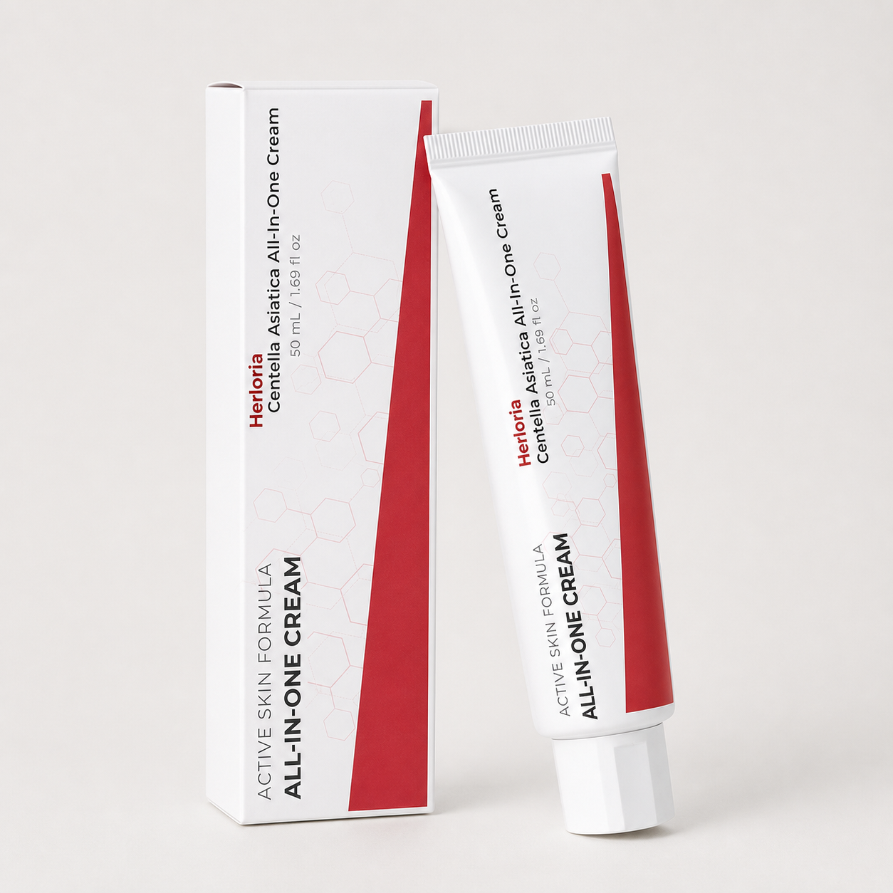Herloria Centella cream tube at an angle