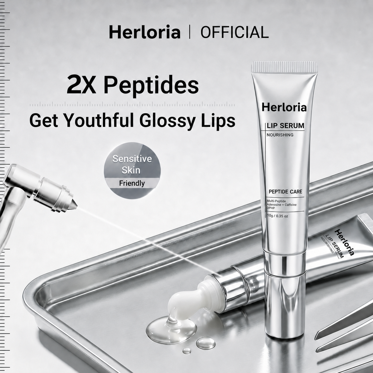 Peptide lip serum formula and applicator