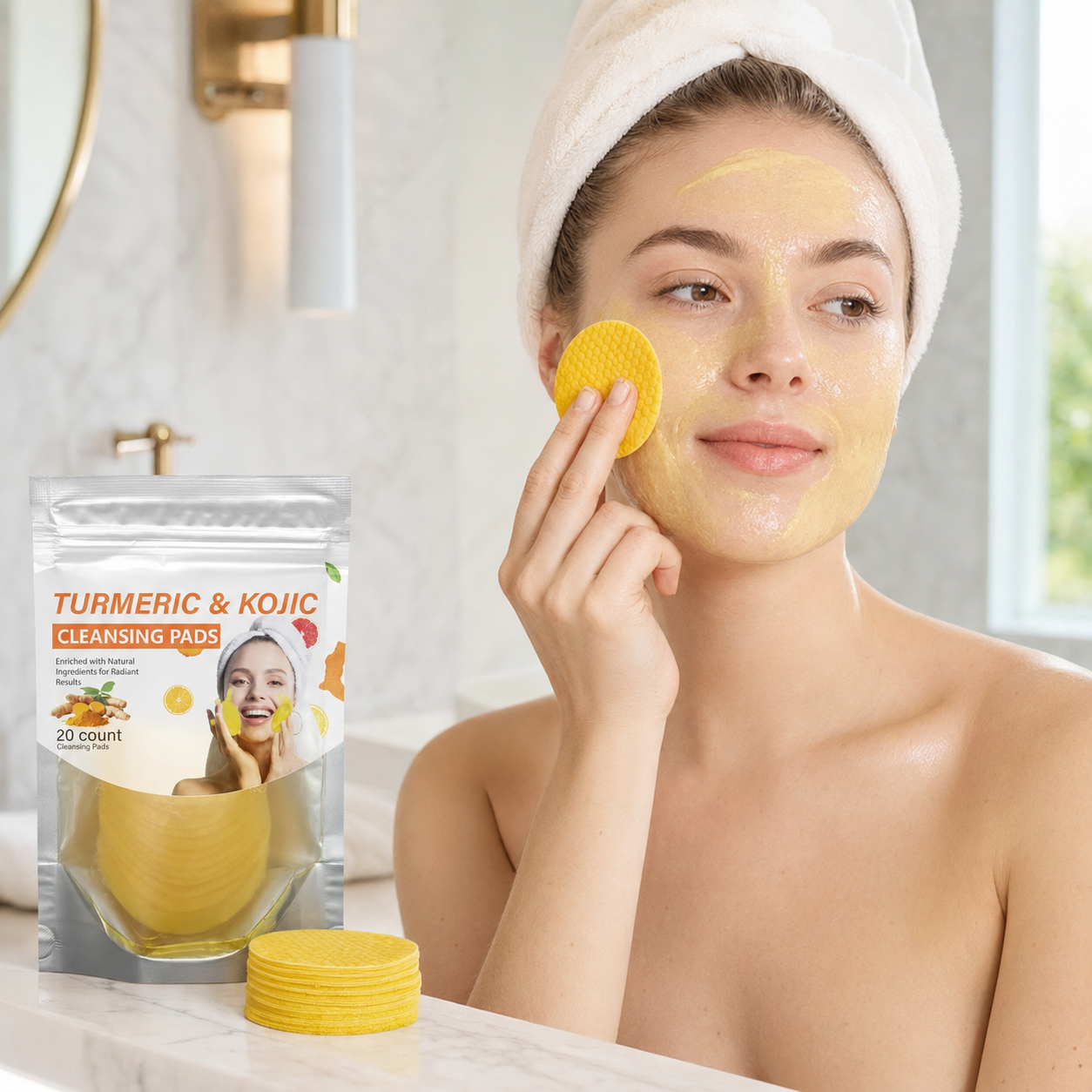 Using turmeric and kojic cleansing pads