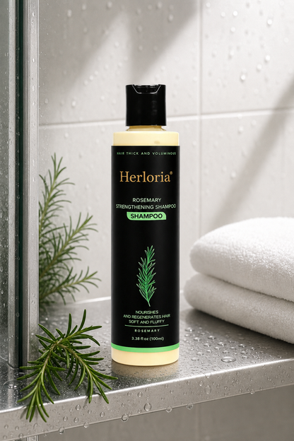 Rosemary strengthening shampoo in shower use