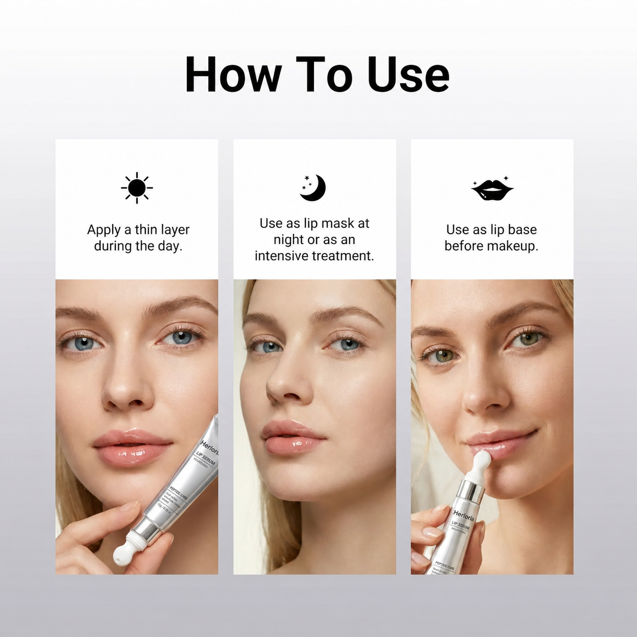 How to use Herloria peptide lip serum