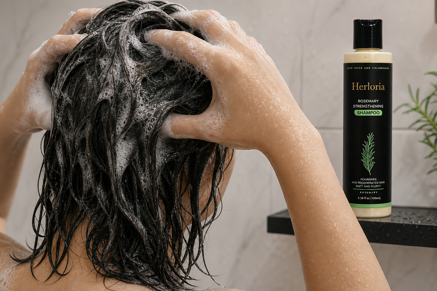 Rosemary strengthening shampoo lather